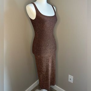 Brown Shimmery Midi Dress